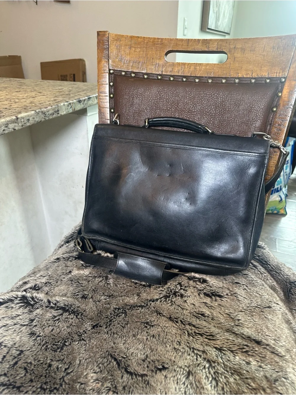 Vintage COACH 5319 Messenger Bag Black Leather Briefcase